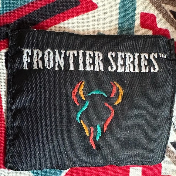 FRONTIER SERIES vintage button down Aztec Long Sleeve Western Shirt southwest - Picture 7 of 12
